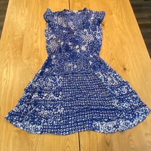 Poupette St Barth Mini Sundress Womens Small Blue White Floral Fit and Flare